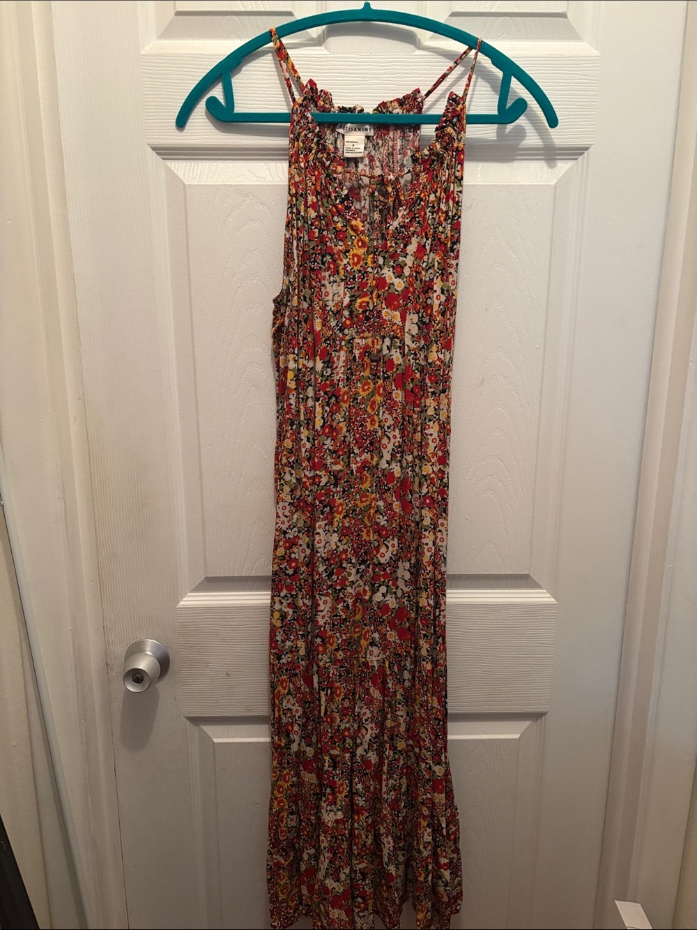 Artisan Ny Red and Cream Floral Maxi Dress